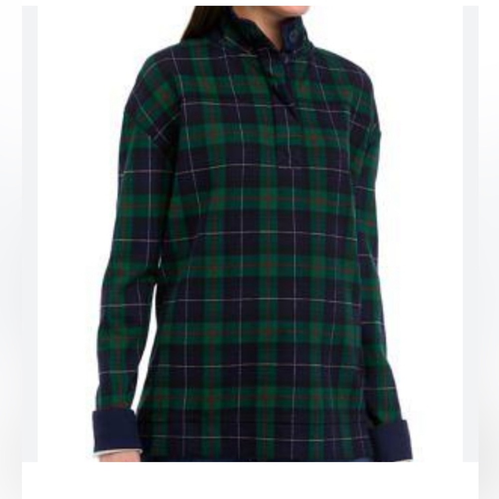 Crown & Ivy Harper blue and red striped long sleeve